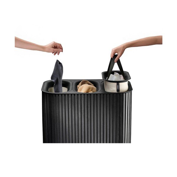 Juodos spalvos iš bambuko skalbinių krepšys 3x30 l Tota Trio Luxe – Joseph Joseph-image-4