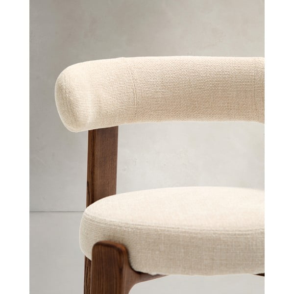 Rudos spalvos/smėlio spalvos iš uosio masyvo valgomojo kėdė Granite – Kave Home-image-2