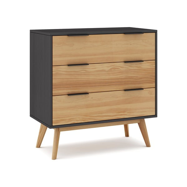 Juoda/natūrali pušies aukšta komoda 80x83 cm Lavis - Marckeric-image-3