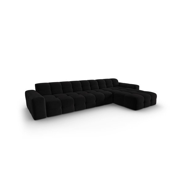 Juodo aksomo kampinė sofa (dešinysis kampas) Kendal - Micadoni Home-image-3