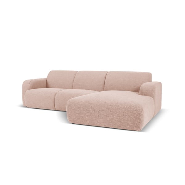 Kampinė sofa rožinės spalvos iš boucle (su dešiniuoju kampu) Molino – Micadoni Home-image-2