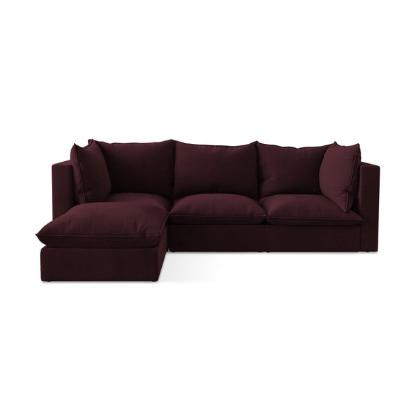 Bordo spalvos kampinė sofa (su kairiuoju kampu/su gultu) Manao – Makamii