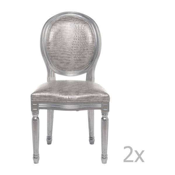 2 sidabrinių valgomojo kėdžių rinkinys "Kare Design Louis