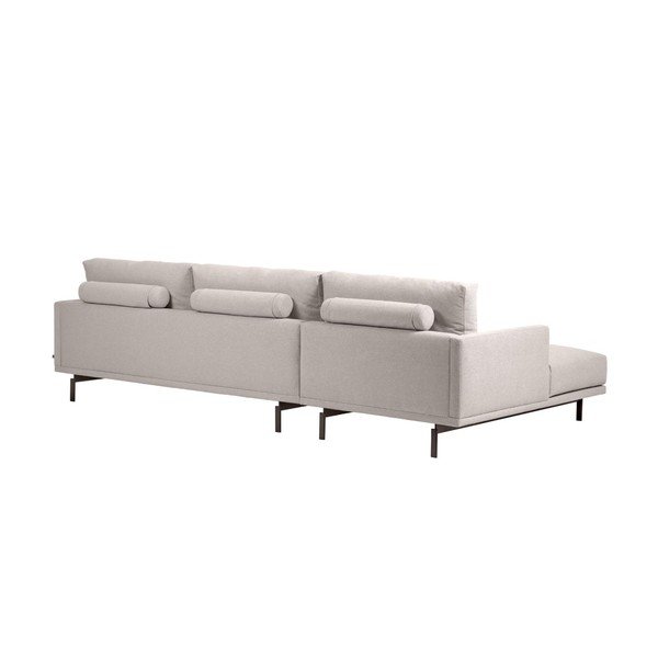 Smėlio spalvos iš šenilinio audinio kampinė sofa (su kairiuoju kampu/su gultu) Galene – Kave Home-image-3