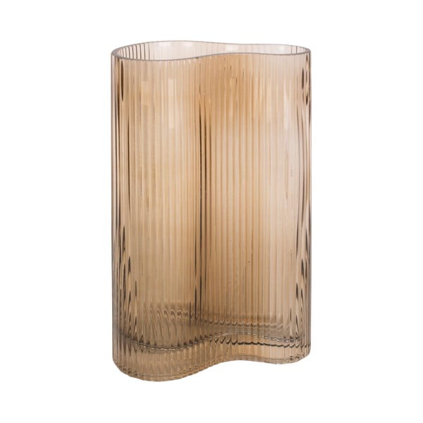 Šviesiai ruda stiklo vaza PT LIVING Wave, aukštis 27 cm
