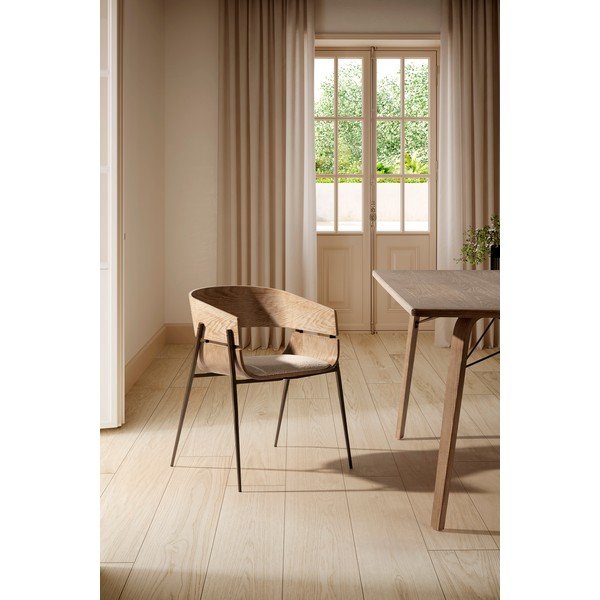 Natūralios spalvos iš audinio valgomojo kėdžių komplektas su porankiais 2 vnt. Naia – MOME-image-1