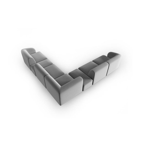 Pilkos spalvos iš velveto kampinė sofa Paolo – Milo Casa-image-3