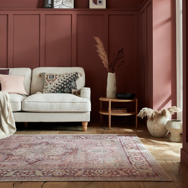 Skalbiamas iš perdirbto pluošto mišinio kilimas šviesiai raudonos spalvos 200x290 cm Windsor – Flair Rugs-image-1