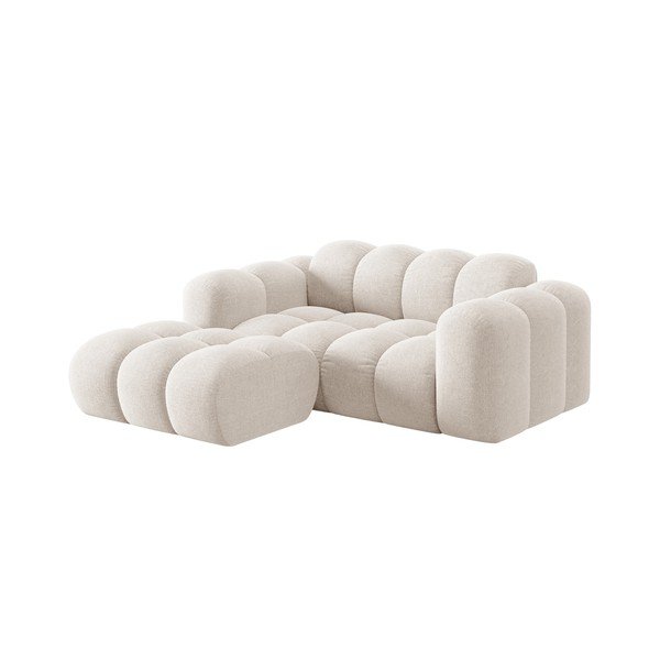 Kreminės spalvos iš šenilinio audinio kampinė sofa (su kairiuoju kampu/su gultu) Treno – Cosmopolitan Design-image-1