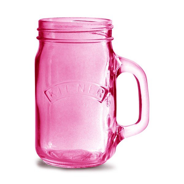 Stiklinė su rankenėle "Kilner", 350 ml, rožinė