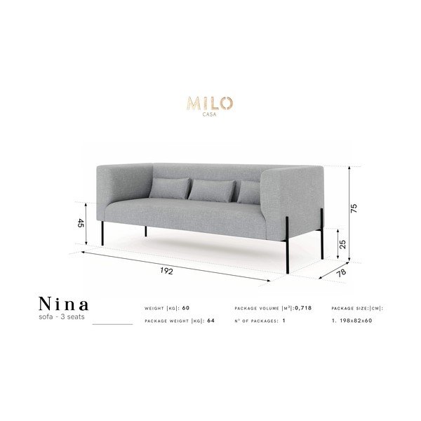 Geltonos spalvos sofa Milo Casa Nina, 192 cm-image-4