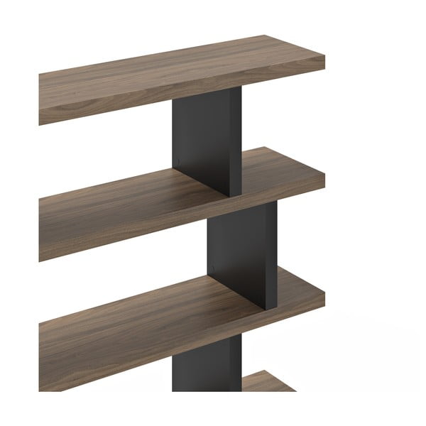 Knygų spinta  juodos spalvos/rudos spalvos iš riešutmedžio 163x172 cm Step – TemaHome-image-3