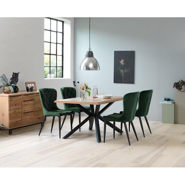 Valgomojo stalas natūralios spalvos su ąžuolo dekoro stalviršiu 90x160 cm Arno – Unique Furniture-image-4