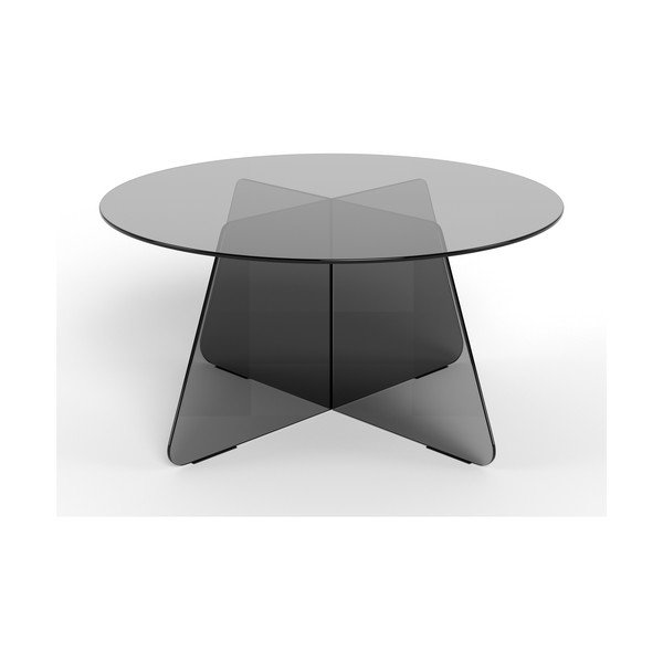 Pilkos spalvos iš stiklo apvalios formos kavos staliukas ø 80 cm Samos – Actona-image-2