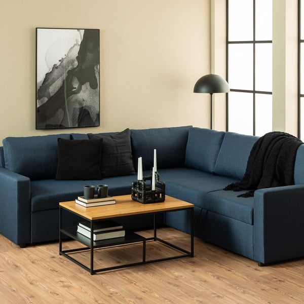 Kavos staliukas natūralios spalvos su ąžuolo dekoro stalviršiu 60x90 cm Gila – Actona-image-1