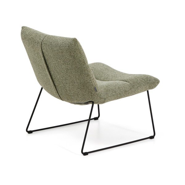 Žalios spalvos krėslas iš šenilinio audinio Asen – Kave Home-image-4