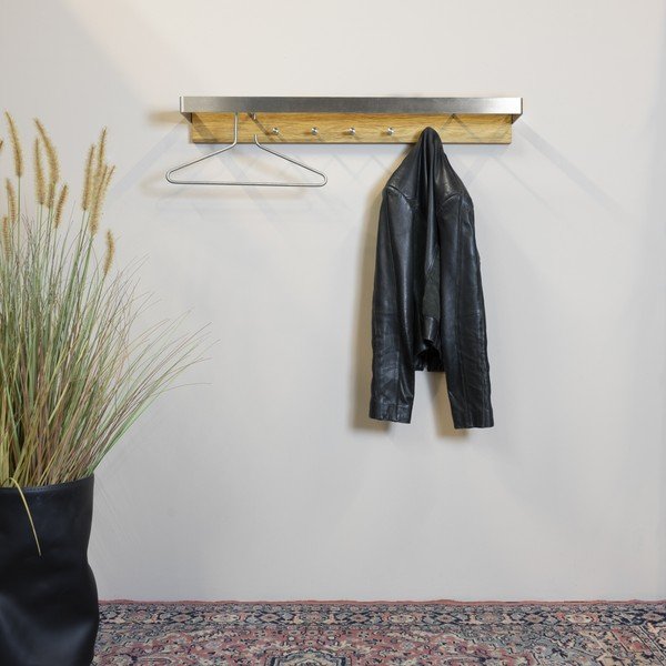 Sieninė lentyna iš metalo sidabrinės spalvos/natūralios spalvos Noa – Spinder Design-image-2