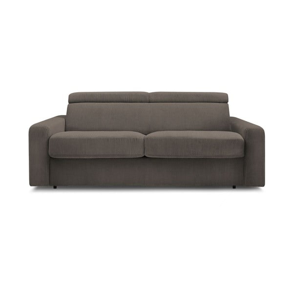 Iš kordinio velveto sulankstoma sofa pilkos spalvos/rudos spalvos 195 cm Monaco – Bobochic Paris