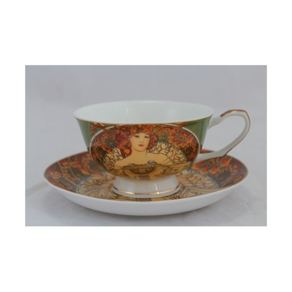 Alfonsas Mucha - 2 puodelių su lėkštutėmis rinkinys "Svajojimas-image-2