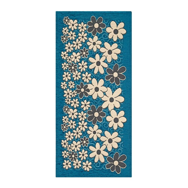 Mėlynas itin patvarus virtuvės kilimėlis Webtappeti Margherite Avio, 55 x 280 cm
