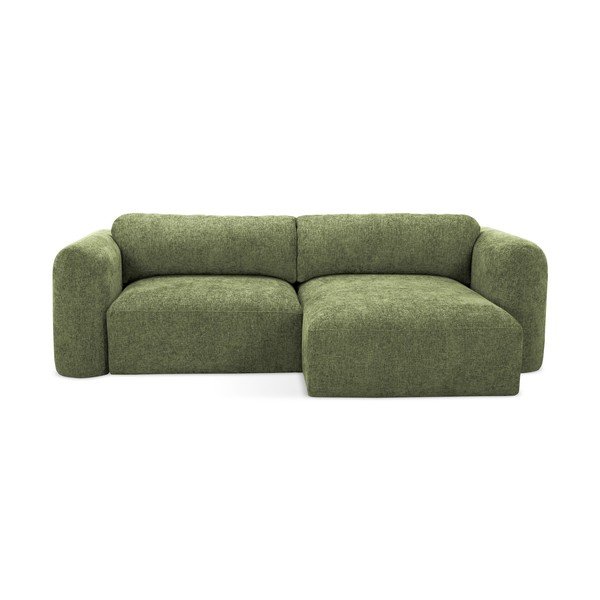 Žalios spalvos iš šenilinio audinio sulankstoma/su sandėliavimo vieta kampinė sofa (su dešiniuoju kampu/su gultu) Mele – Makamii