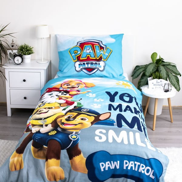 Iš medvilnės viengulė vaikiška patalynė su žėrinčiu efektu 140x200 cm Paw Patrol – Jerry Fabrics-image-2
