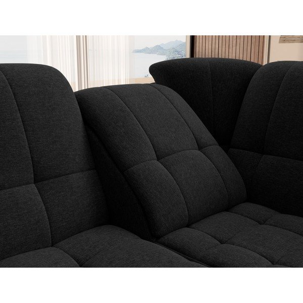 Juodos spalvos sulankstoma/su sandėliavimo vieta kampinė sofa (su dešiniuoju kampu/„L“ formos) Sado – ELTAP-image-1