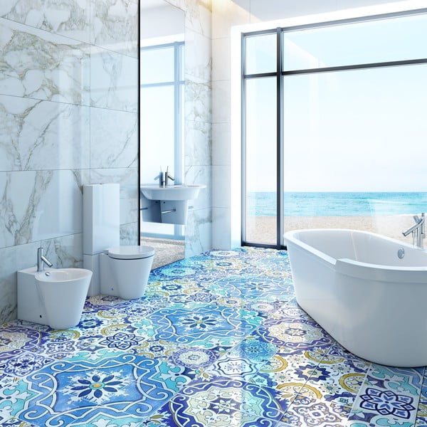 Vandeniui atsparus grindų lipdukas Ambiance Blue, 90 x 60 cm