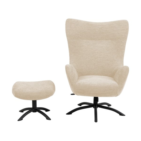 Kreminės baltos spalvos krėslas su kėdute Actona Talgarth-image-2