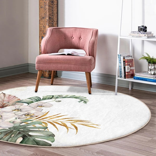 Skalbiamas/robotiniams dulkių siurbliams apvalios formos kilimas kreminės spalvos ø 100 cm Comfort – Mila Home-image-4