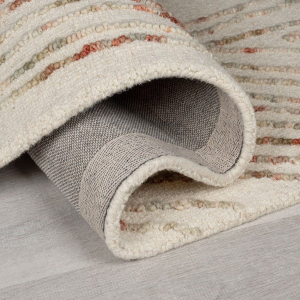 Oranžinės spalvos/kreminės spalvos iš vilnos kilimas 120x170 cm Abstract Swirl – Flair Rugs-image-2