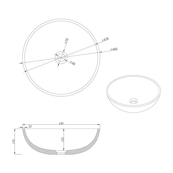 Iš betono apvalios formos praustuvas šviesiai pilkos spalvos ø 44 cm Turf – Sapho-image-1