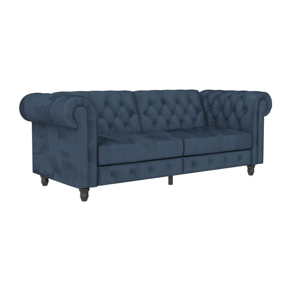 Iš velveto sulankstoma sofa tamsiai mėlynos spalvos 236 cm Felix – Støraa-image-2