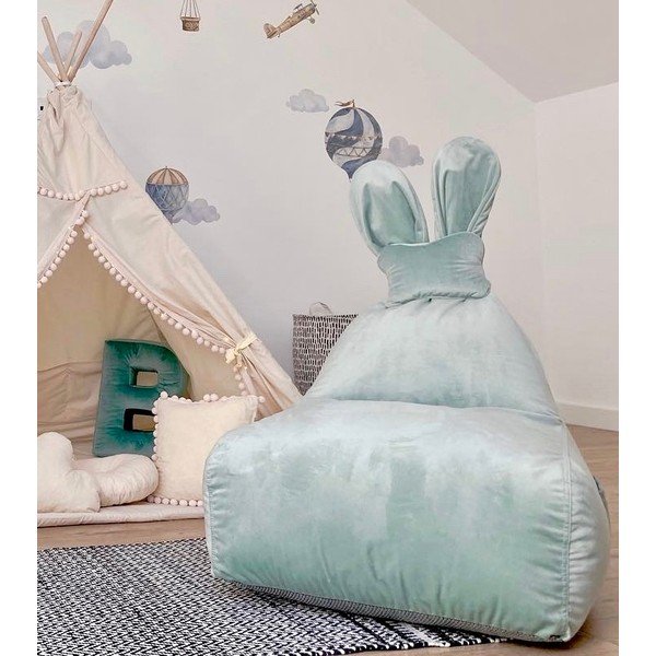 Mėtų spalvos vaikiškas sėdmaišis Funny Bunny – The Brooklyn Kids-image-1