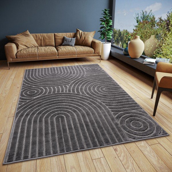 Kilimas antracito spalvos 57x90 cm Iconic Wave – Hanse Home-image-1