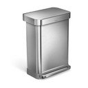 Sidabrinė šiukšliadėžė su pedalu simplehuman, 55 l