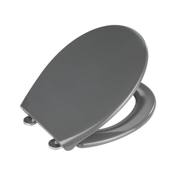 Tamsiai pilka lengvai užsidaranti tualeto sėdynė Wenko Samos, 44,5 x 37,5 cm-image-2