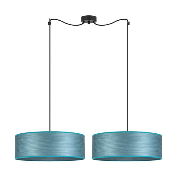 Mėlynas dviejų dalių natūralios medienos pakabinamas šviestuvas Sotto Luce Ocho XL, ⌀ 45 cm