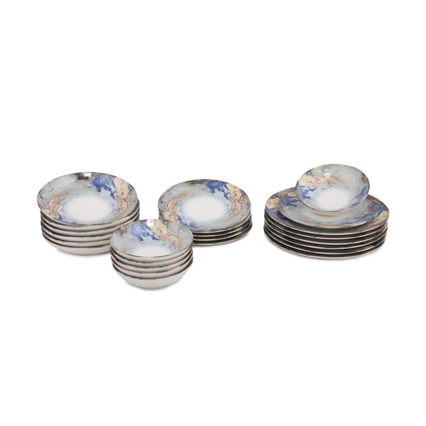24 dalių abstrakčių porcelianinių indų rinkinys Güral Porselen
