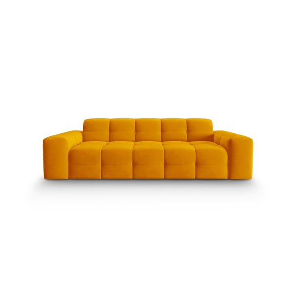 Ochros geltonos spalvos aksomo sofa 222 cm Kendal - Micadoni Home
