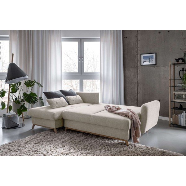 Smėlio spalvos sofa-lova Miuform Scandic Lagom, kairysis kampas-image-4