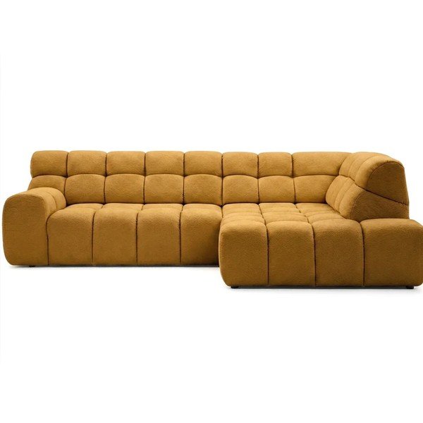 Geltonos spalvos sulankstoma/ar elektrisko sēdekļa regulēšanu kampinė sofa (su dešiniuoju kampu/„L“ formos) Andre – Bobochic Paris