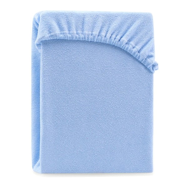 Iš frote audinio paklodė šviesiai mėlynos spalvos su guma 200x200 cm Ruby – AmeliaHome
