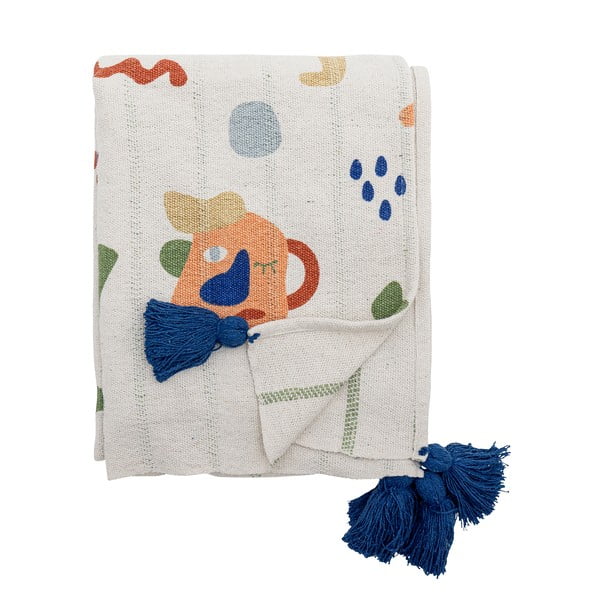 Kreminės spalvos iš perdirbtos medvilnės vaikiškas pledas 130x160 cm Sylvie – Bloomingville Mini-image-4