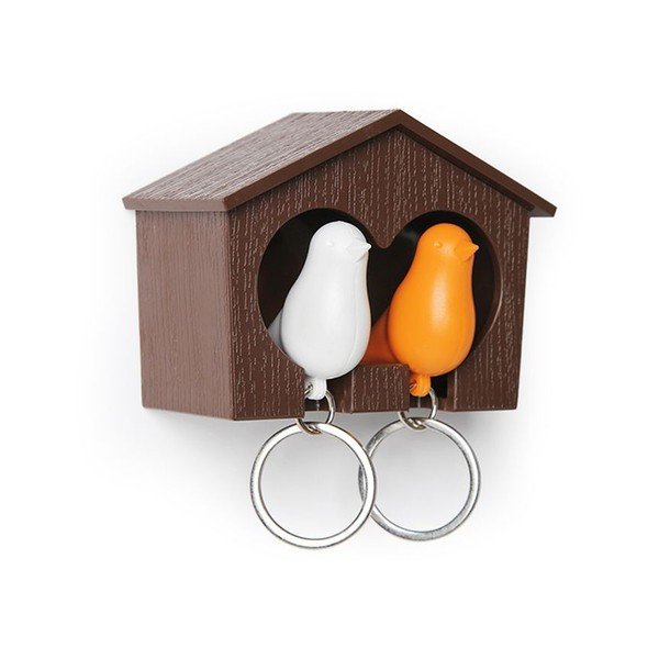 Rudos spalvos raktų pakabukas su balta ir oranžine spalvomis "Qualy" raktų pakabukas "Duo Sparrow-image-1