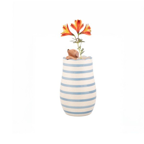 Baltos spalvos iš dolomito  vaza (aukštis 18,5 cm) Peeking Sausage Dog – Sass & Belle-image-3