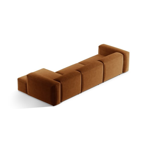 Raudonos plytų spalvos kampinė sofa (su dešiniuoju kampu/su gultu) Bergamo – Cosmopolitan Design-image-4