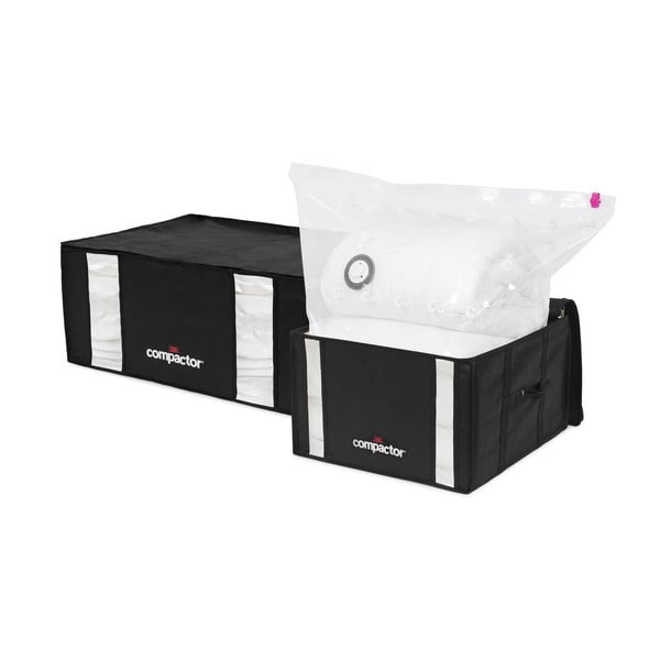 Vakuuminės/su standžiais kraštais iš tekstilės spintos daiktadėžės 2 vnt. 50x65x27 cm Black Edition – Compactor