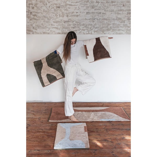 Skalbiamas iš medvilnės kilimas baltos spalvos/smėlio spalvos 50x80 cm Figura – Mette Ditmer Denmark-image-1