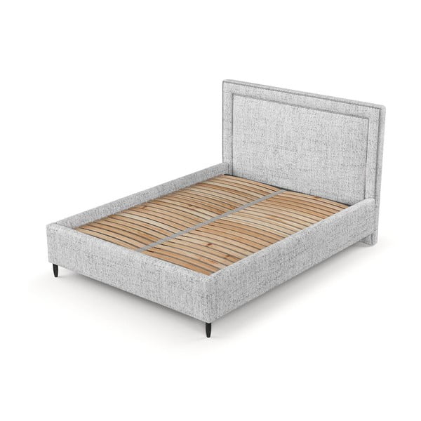 Dvigulė lova šviesiai pilkos spalvos audiniu dengta su sandėliavimo vieta su lovos grotelėmis 160x200 cm Baleine – Maison de Rêve-image-4